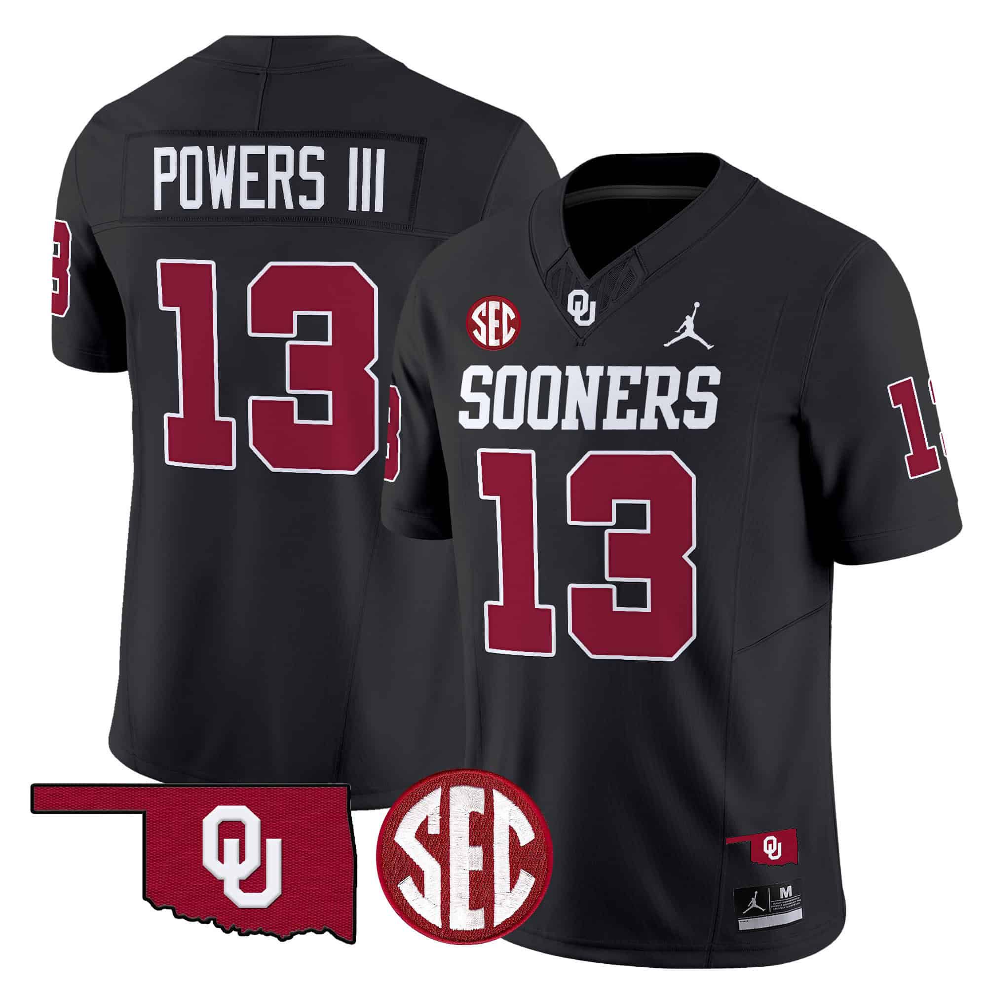 Men Oklahoma Sooners #13 Powers iii Black 2024 Vapor Limited NCAA Jersey style 1